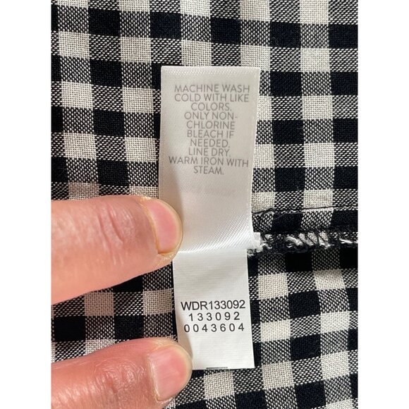 J. Jill Gingham Double Cloth Dress Roll Tab Sleeve Button Back Black & White - Picture 11 of 16